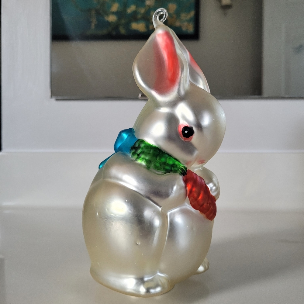 DEPT 56 Bunny  Hand-blown & Hand Painted Mercury Glass (9 inches tall) - Picture 4 of 12